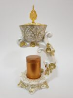 ⁦Luxurious Arabic Incense Burner White/Gold 18 X 11cm⁩ - الصورة ⁦2⁩