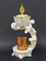 ⁦Luxurious Arabic Incense Burner White/Gold 18 X 11cm⁩ - الصورة ⁦3⁩
