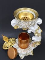 ⁦Luxurious Arabic Incense Burner White/Gold 18 X 11cm⁩ - الصورة ⁦5⁩